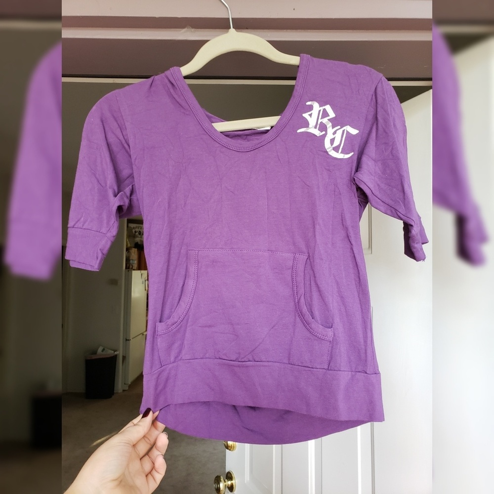 Purple Cropped Half Sleeve Hoodie